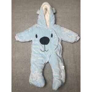 A1016 Teddy Bear Onesie Snowsuit Hooded Footie Size 3 months